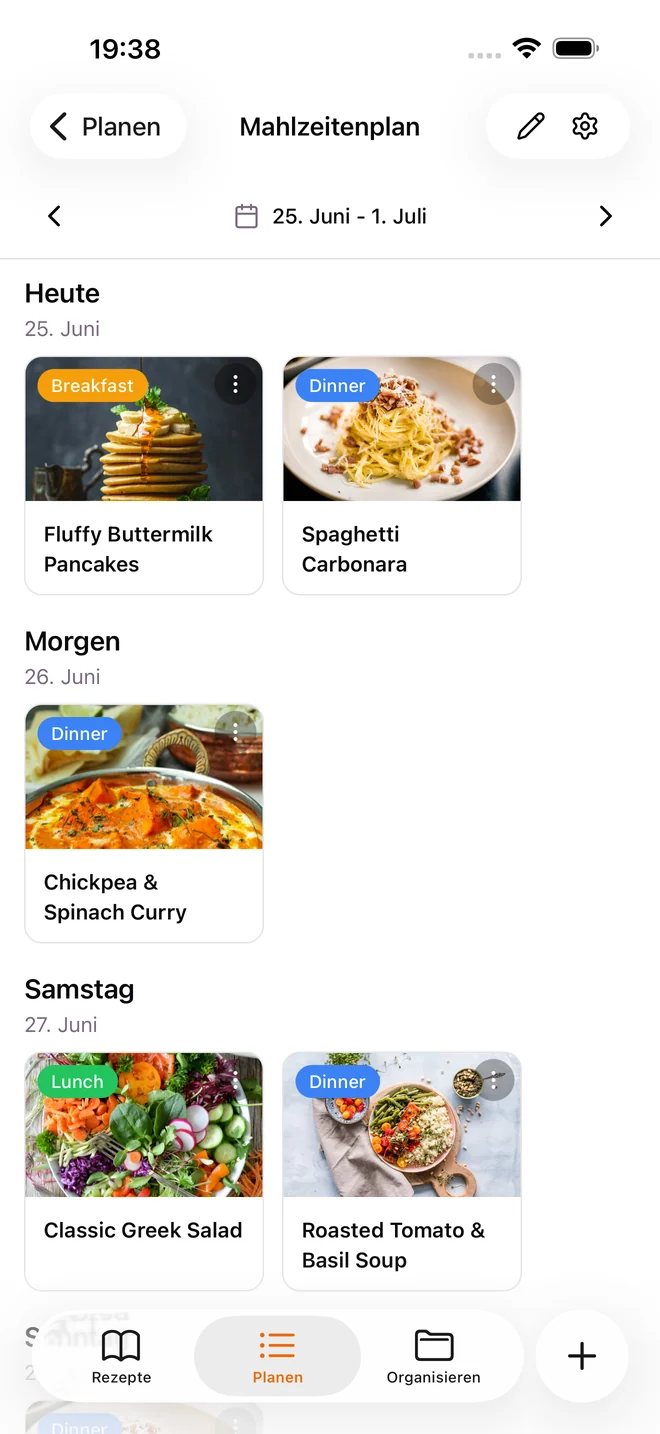 Wochenplan (Hell)
